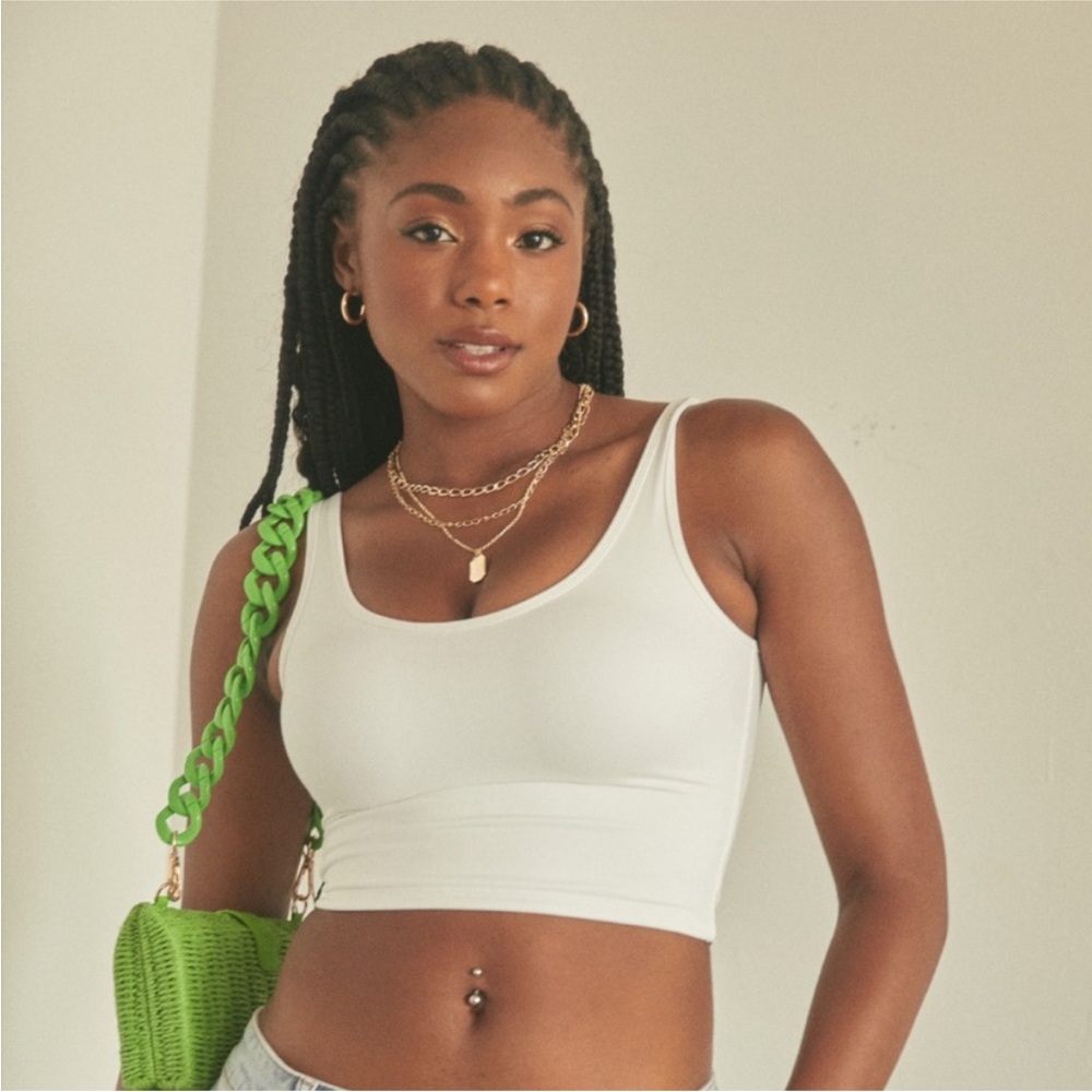 Klassy Network White Cropped Tank Top